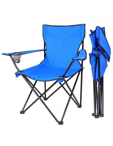 Silla Plegable Camping con Porta Vaso Azul